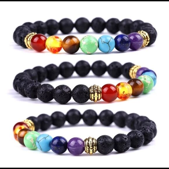 Set of (3) Lava Rock Essential Oil Diffuser Bracelets - Picture 4 of 9